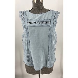 Hazel baby blue lace BoHo granny core top L